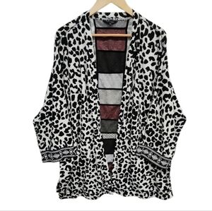 John Mark Art To Wear Animal Print Open Cardigan Jacket Sweater Jacket NEW